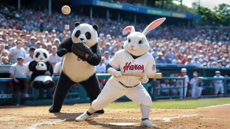 Panda Rabbit Baseball wallpaper