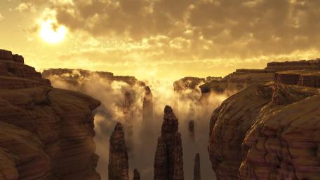 Mystical Canyon at Dawn's Light wallpaper