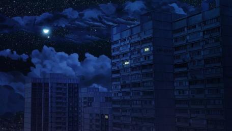 Midnight Cityscape in Anime Sky wallpaper