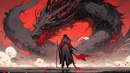 Samurai's Reckoning With the Dragon Spirit wallpaper