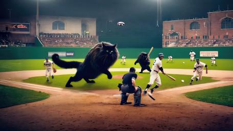 Big Black Cats Playing Baseball wallpaper