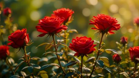 Red Roses in a garden wallpaper