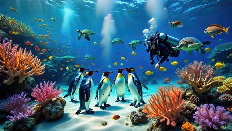 Penguins Underwater wallpaper