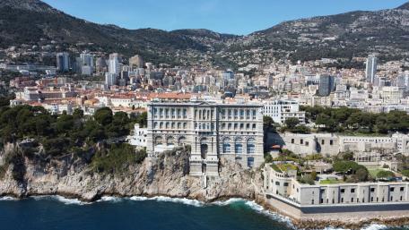 Monaco's Architectural Gem Overlooking the Sea wallpaper