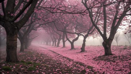 Sakura Dreamscape in Serene Park Setting wallpaper