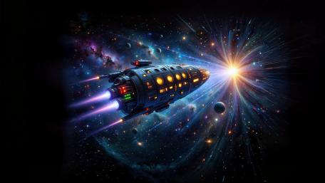 Spaceship Approaching Pulsar wallpaper