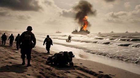 Military Forces Landing on Coastal Shores wallpaper