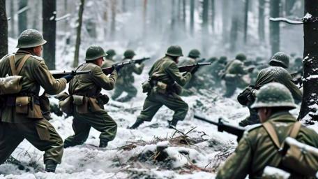 Approaching Battles in a Winter Forest wallpaper