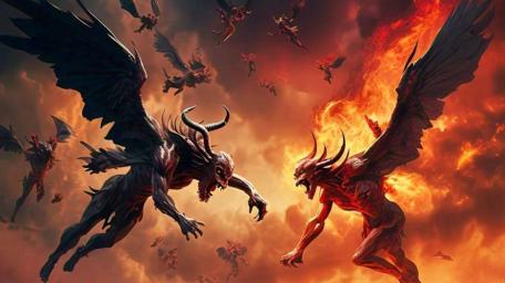 Demonic Flight in Fiery Abyss wallpaper