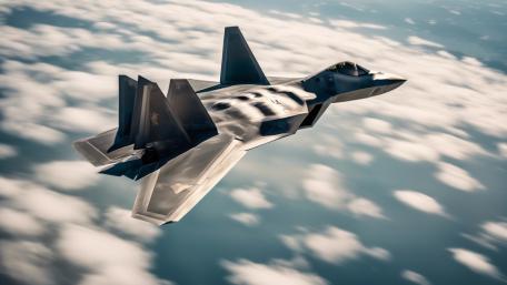 High-Tech Jet Soaring in Clear Skies wallpaper