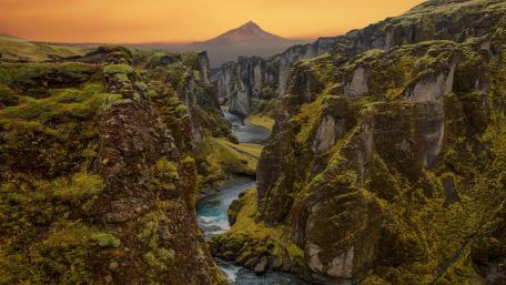 Icelandic Canyon Majesty at Sunset wallpaper
