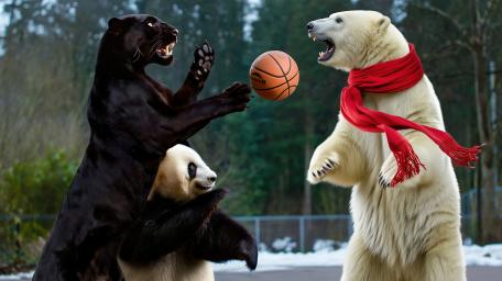 Cat and Bear Basketball wallpaper