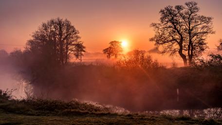 Sunset Serenity by the Riverside wallpaper