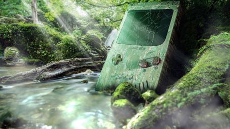 Retro Gaming Relic in Nature's Embrace wallpaper