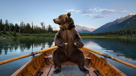 Bear Rowing A Boat wallpaper
