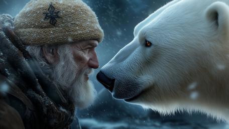 Polar Companions in a Winter Realm wallpaper