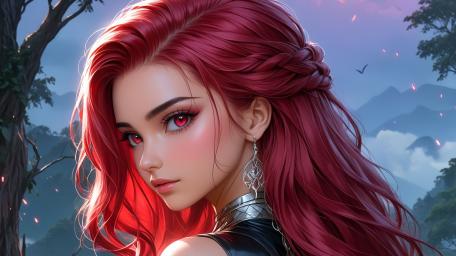 Crimson Beauty in Enchanted Forest wallpaper