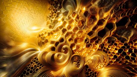 Golden hexagonal grid wallpaper