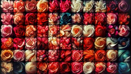 Rose flowers in a grid wallpaper