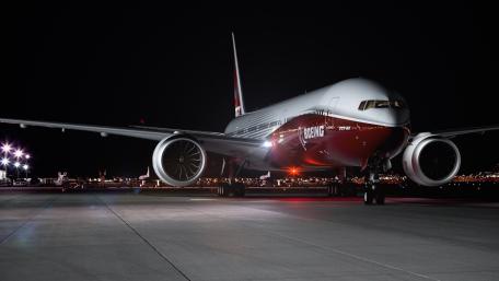 Boeing 777's Nighttime Charm at the Airport wallpaper