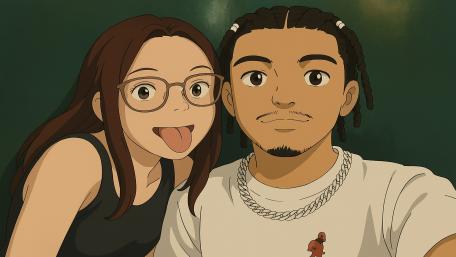 Anime Duo: A Fun Selfie Moment wallpaper