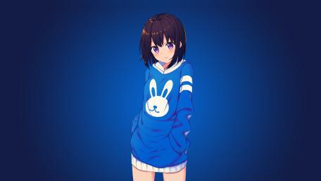 Bunny Girl Charm in a Blue Hue wallpaper