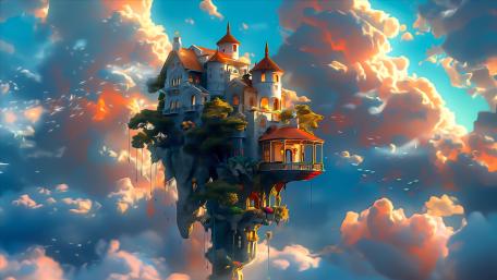 Floating Castle in the Sky wallpaper