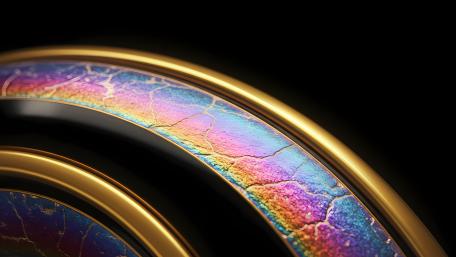 Golden Circle Art on Black Canvas wallpaper