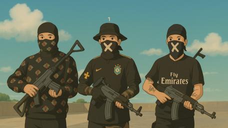 Masked Warriors Unite in a Virtual Realm wallpaper