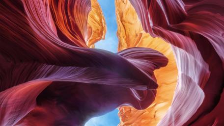 Antelope Canyon's Fiery Dance of Light and Stone wallpaper