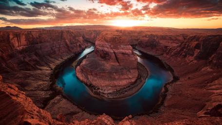 Horseshoe Bend Sunset Panorama wallpaper