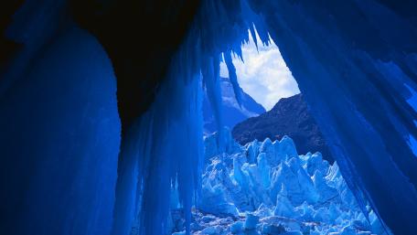 Ice Cave of Tranquil Blue Serenity wallpaper