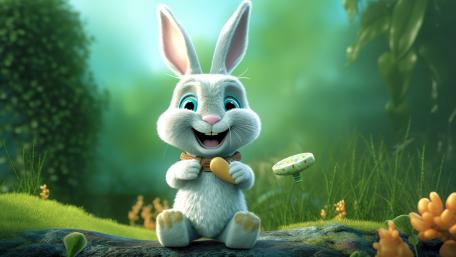 Playful Bunny in Enchanted Forest wallpaper