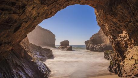 Shark Fin Cove Serenity at Sunrise wallpaper