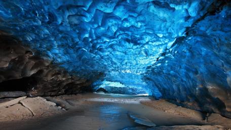 Vatnajökull's Majestic Ice Caves in Iceland's Wilderness wallpaper