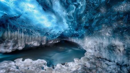 Blue Enchantment Beneath the Glacier wallpaper
