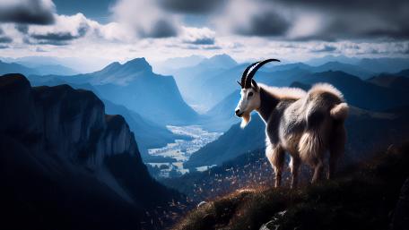 A Mountain Goat on a mountain top wallpaper