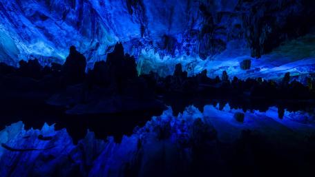 Mystical Blue Cave Reflections wallpaper
