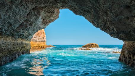 Tranquil Sea Cave Viewpoint wallpaper