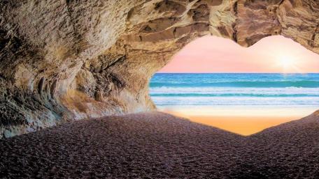 Heart-Shaped Coastal Escape wallpaper