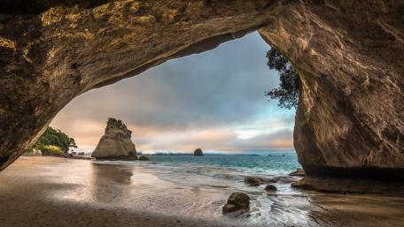 Serene Beauty of Cathedral Cove Viewpoint wallpaper