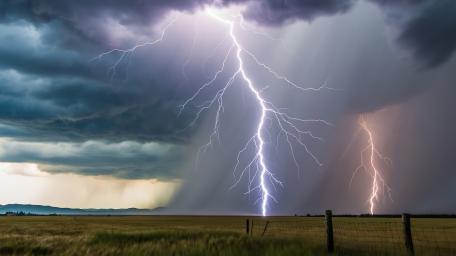 Brilliant Lightning Over Open Prairie wallpaper