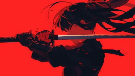 Samurai Elegance in Fiery Realm wallpaper