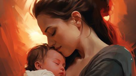 Gentle Embrace of Motherhood in 4K Clarity wallpaper