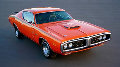 Vintage Dodge Charger in Fiery Red Glory wallpaper