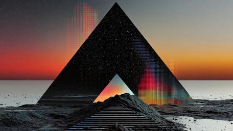 Glitchy Retro Pyramid in a Digital Horizon wallpaper