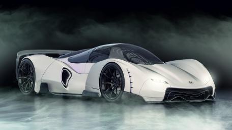 Futuristic White Hypercar in Mystical Fog wallpaper