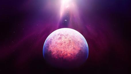 Mystical Purple Planet in Cosmic Splendor wallpaper
