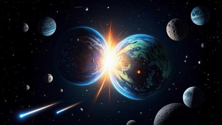 Colliding Cosmic Wonders in Vivid Detail wallpaper
