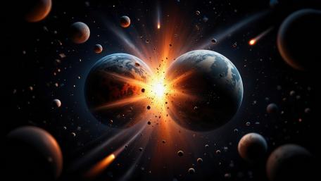 Cosmic Impact Stunning Visual of Planetary Collision wallpaper
